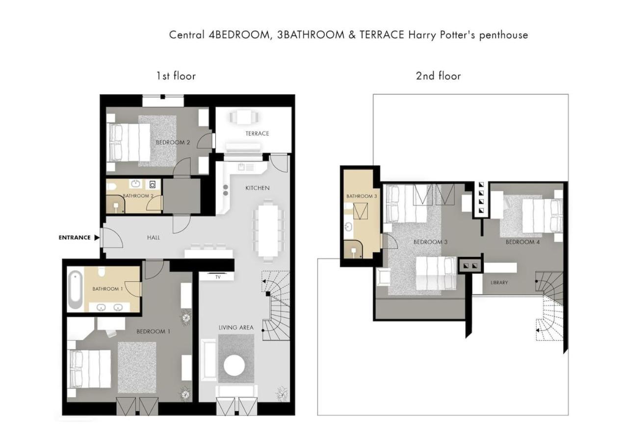4br 3bath Balcony Harry Potter Penthouse Apartamento